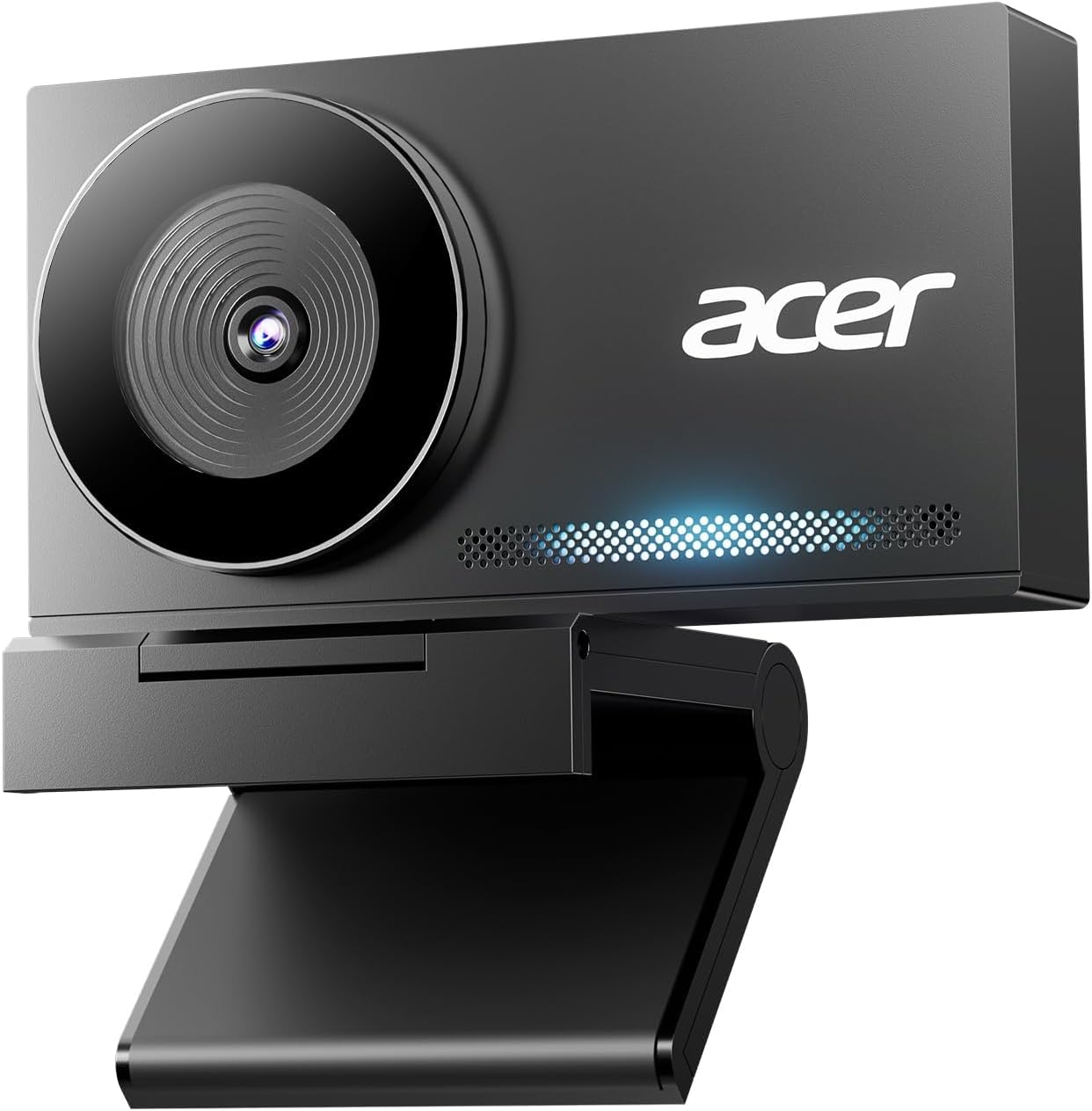 Acer 4K webcam with metal body and magnetic privacy cover on its stand