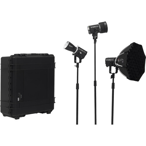 Aputure Storm 80C 3-light kit with carrying case and accessories