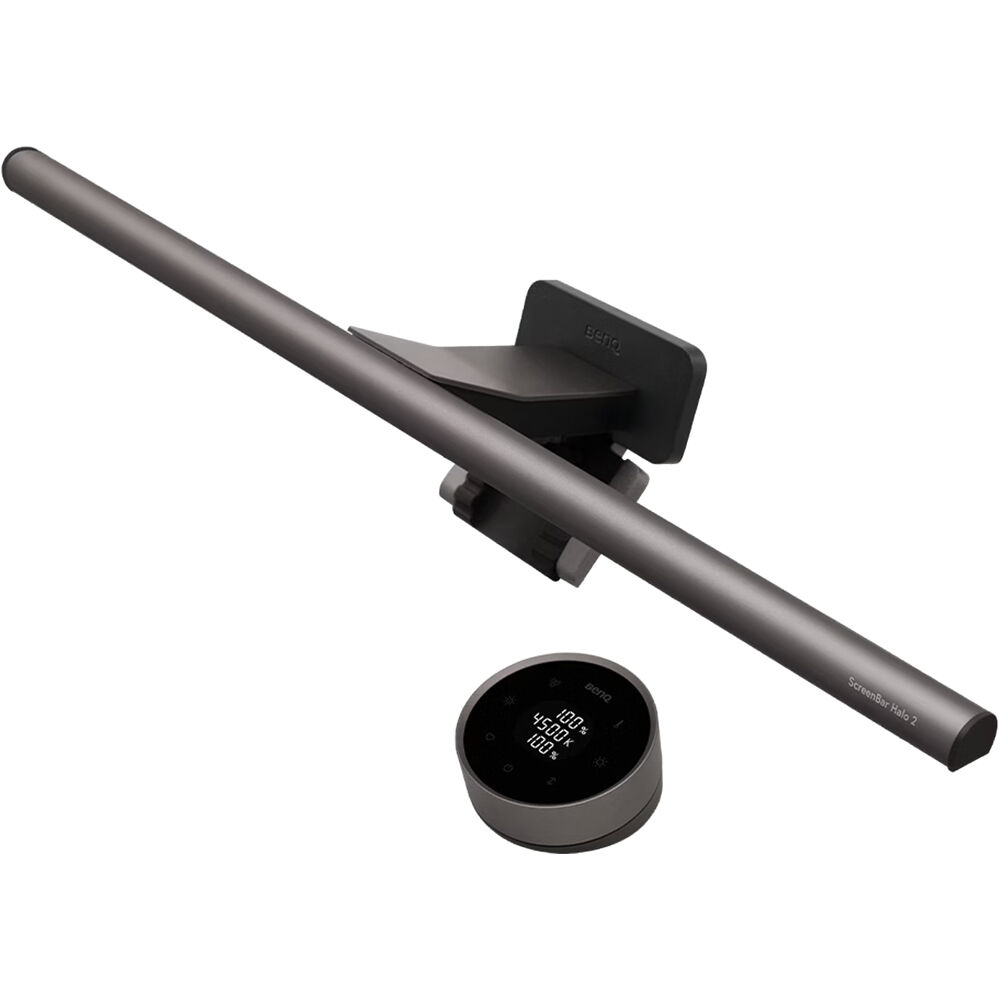 BenQ ScreenBar Halo 2 monitor light bar mounted on display with wireless controller