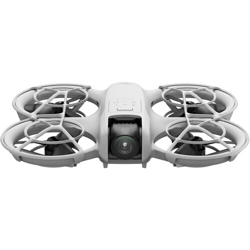 DJI Neo compact drone on white background showing camera and propellers