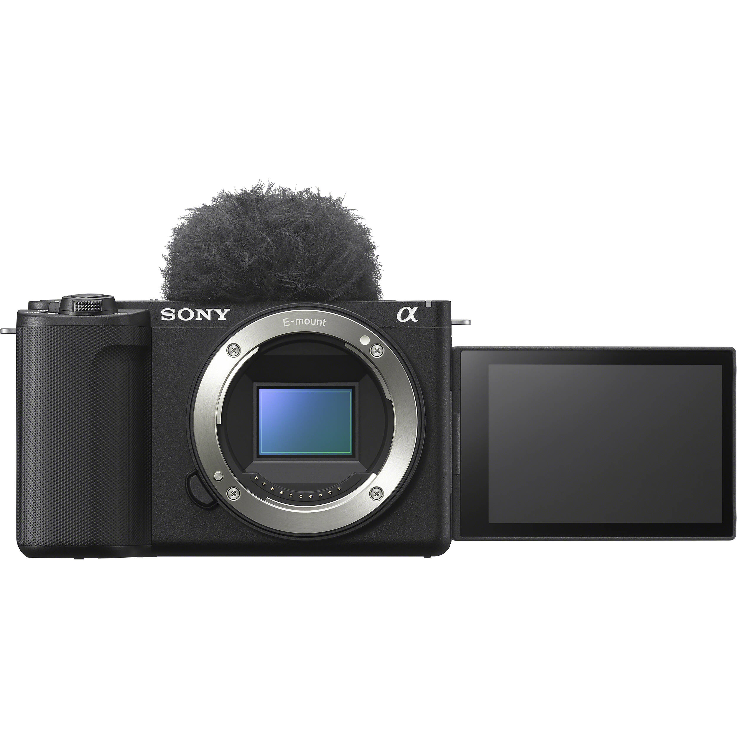 Sony ZV-E10 II mirrorless camera front view with E-mount lens mount visible
