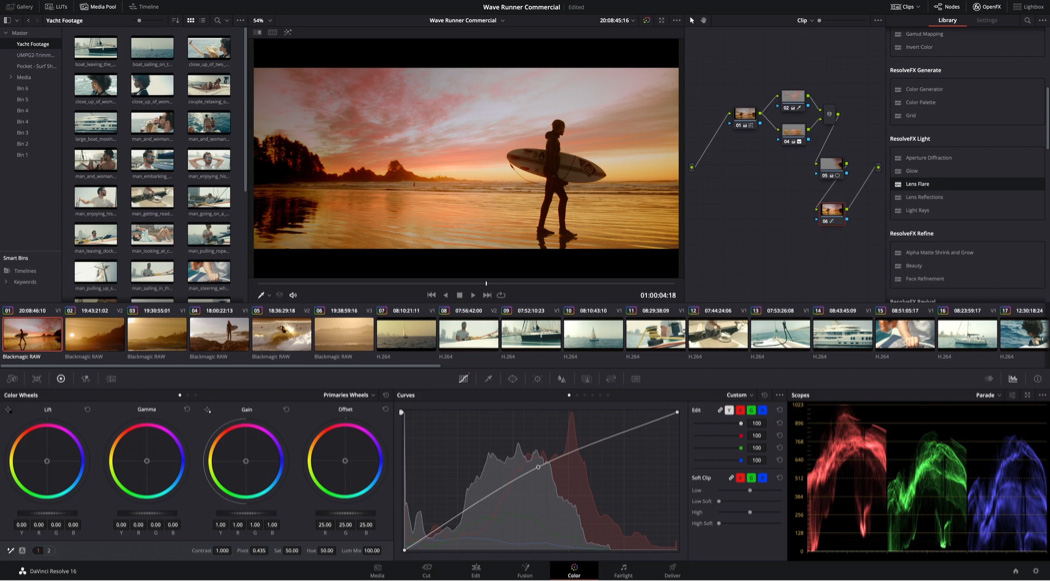 DaVinci Resolve editing interface with timeline and preview