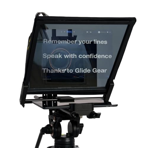 Glide Gear TMP 750 teleprompter on a video tripod