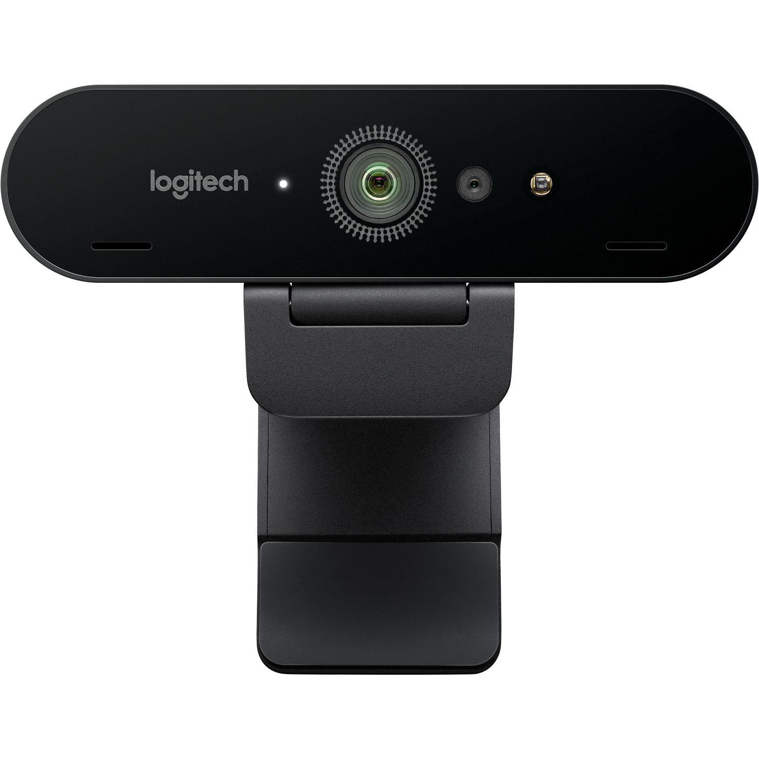 Logitech Brio 4K webcam front view with infrared sensors for Windows Hello